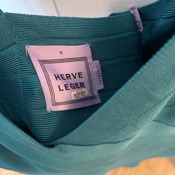 Hervé Léger Crisscross Mini Dress in Teal - Picture 4 of 5